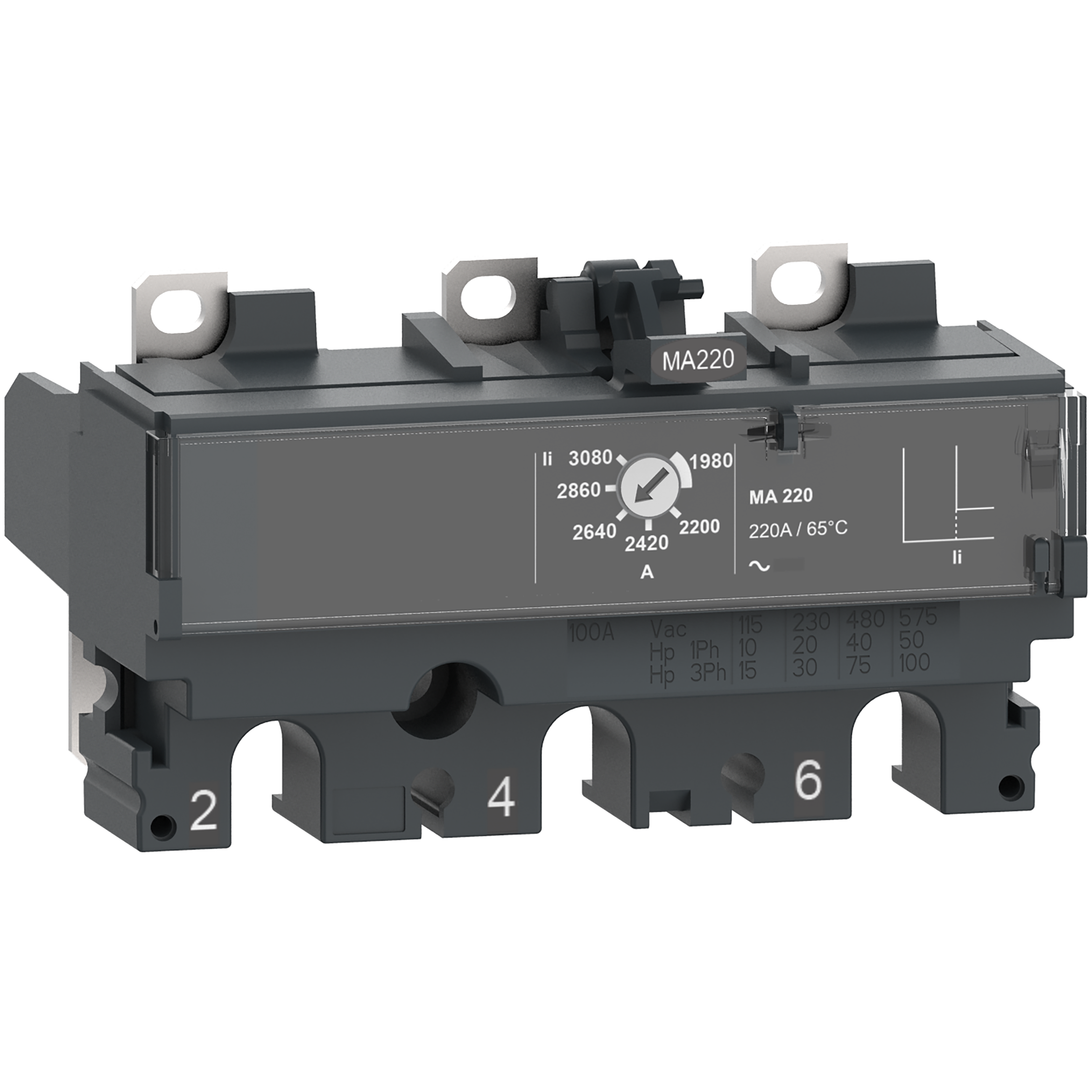 SCHNEIDER ELECTRIC - Sganciatore MA220, ComPacT NSX250, 3 poli, protezioni magnetiche, protezione motore, valore nominale 220A