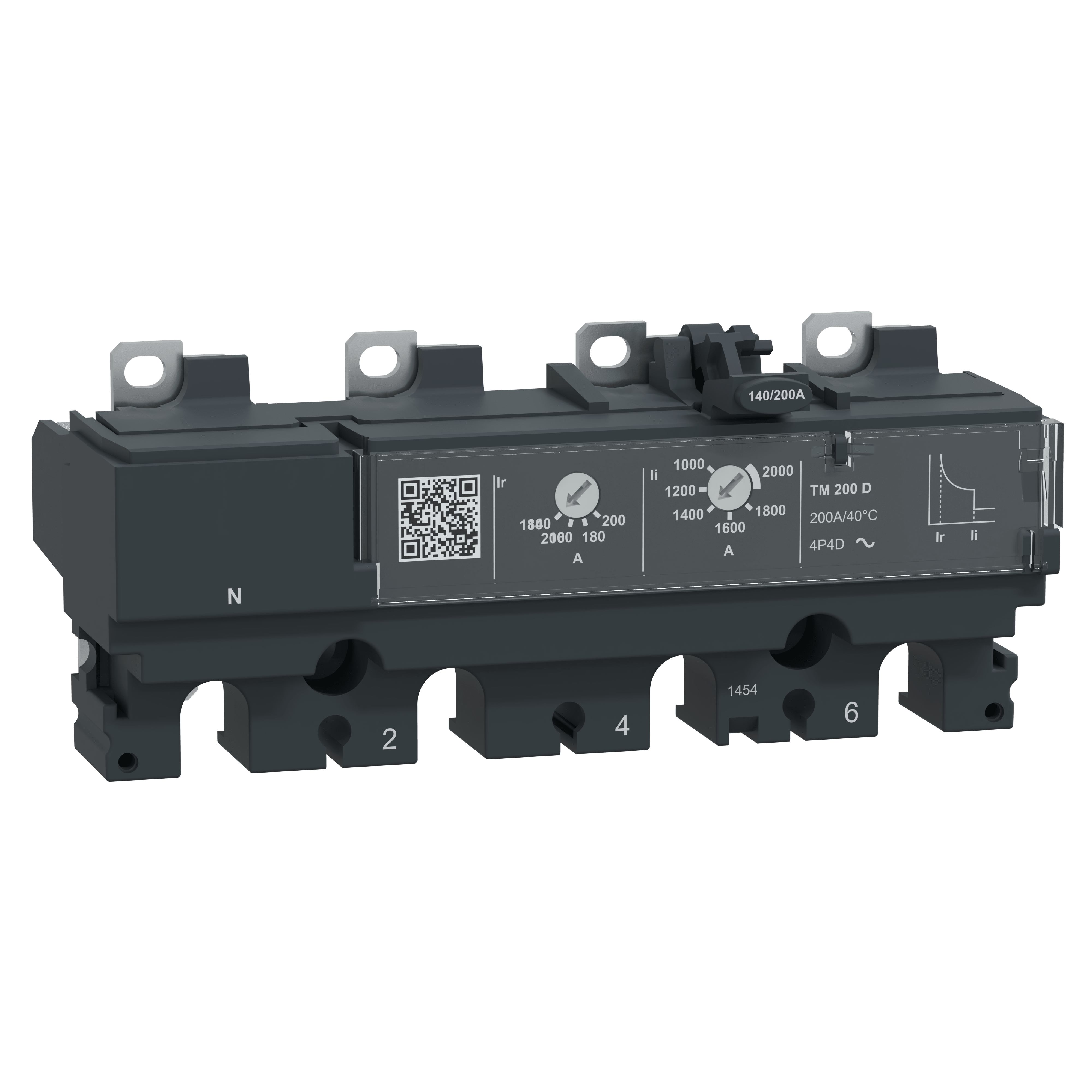 SCHNEIDER ELECTRIC - Sganciatore TM200D, ComPacT NSX250, 4 poli 4D (neutro totalmente protetto), protezioni magnetotermiche, valore nominale 200A