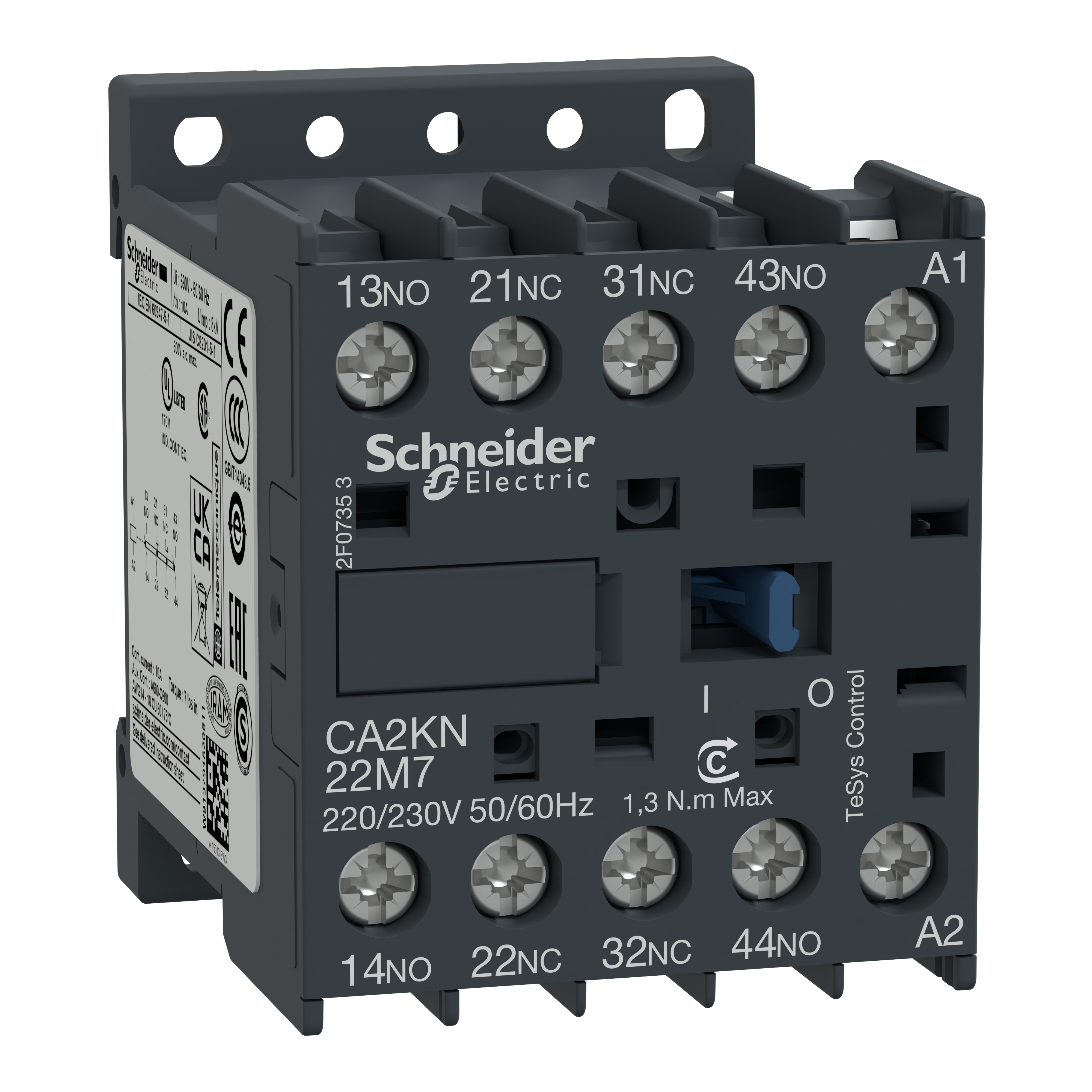 SCHNEIDER ELECTRIC - Contattore ausiliario TeSys CA2K - 2 NO + 2 NC - - 10 A - 220...230 V CA