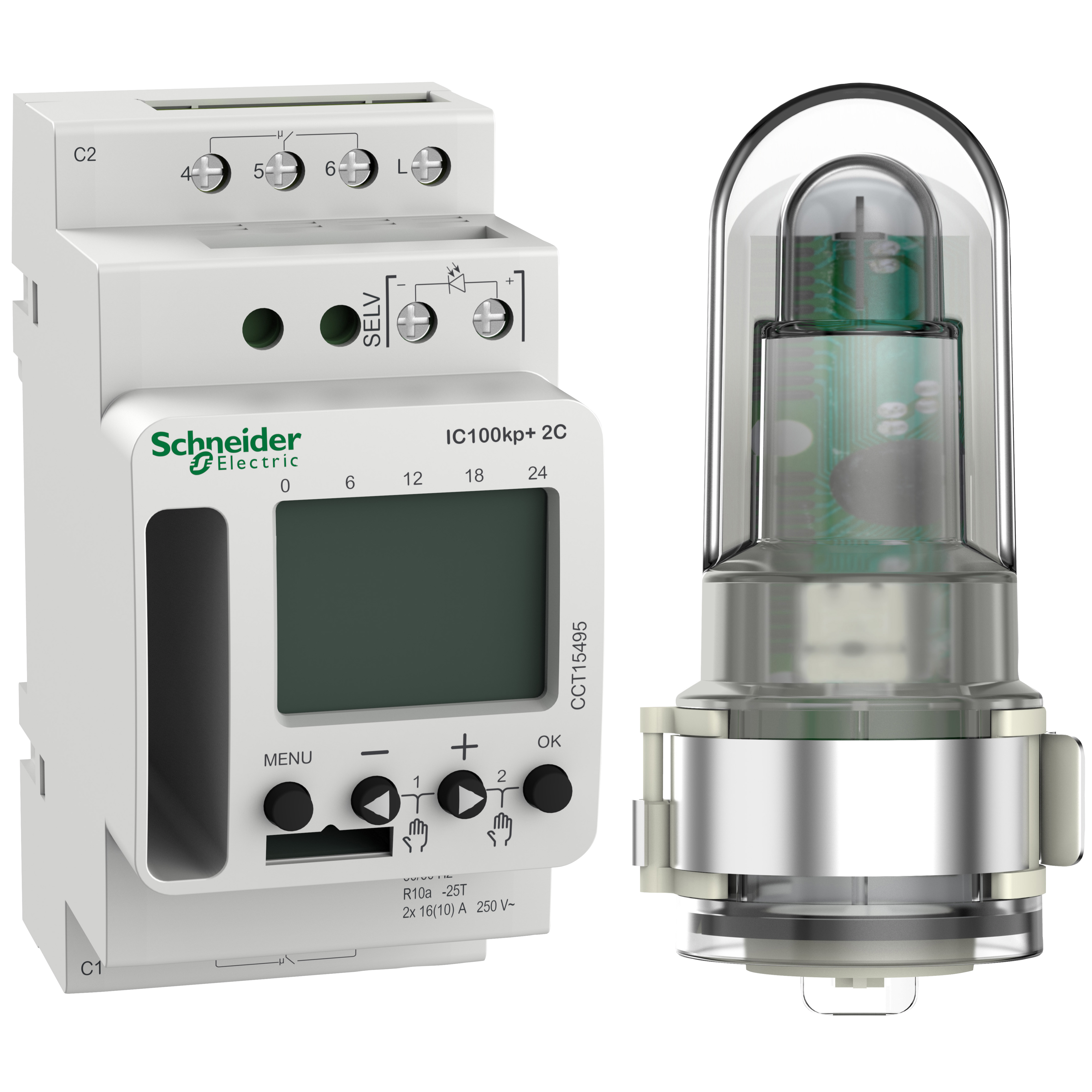SCHNEIDER ELECTRIC - Interruttore crepuscolare SMART Acti 9 IC100kp + 2C (1 - 99000 lux)