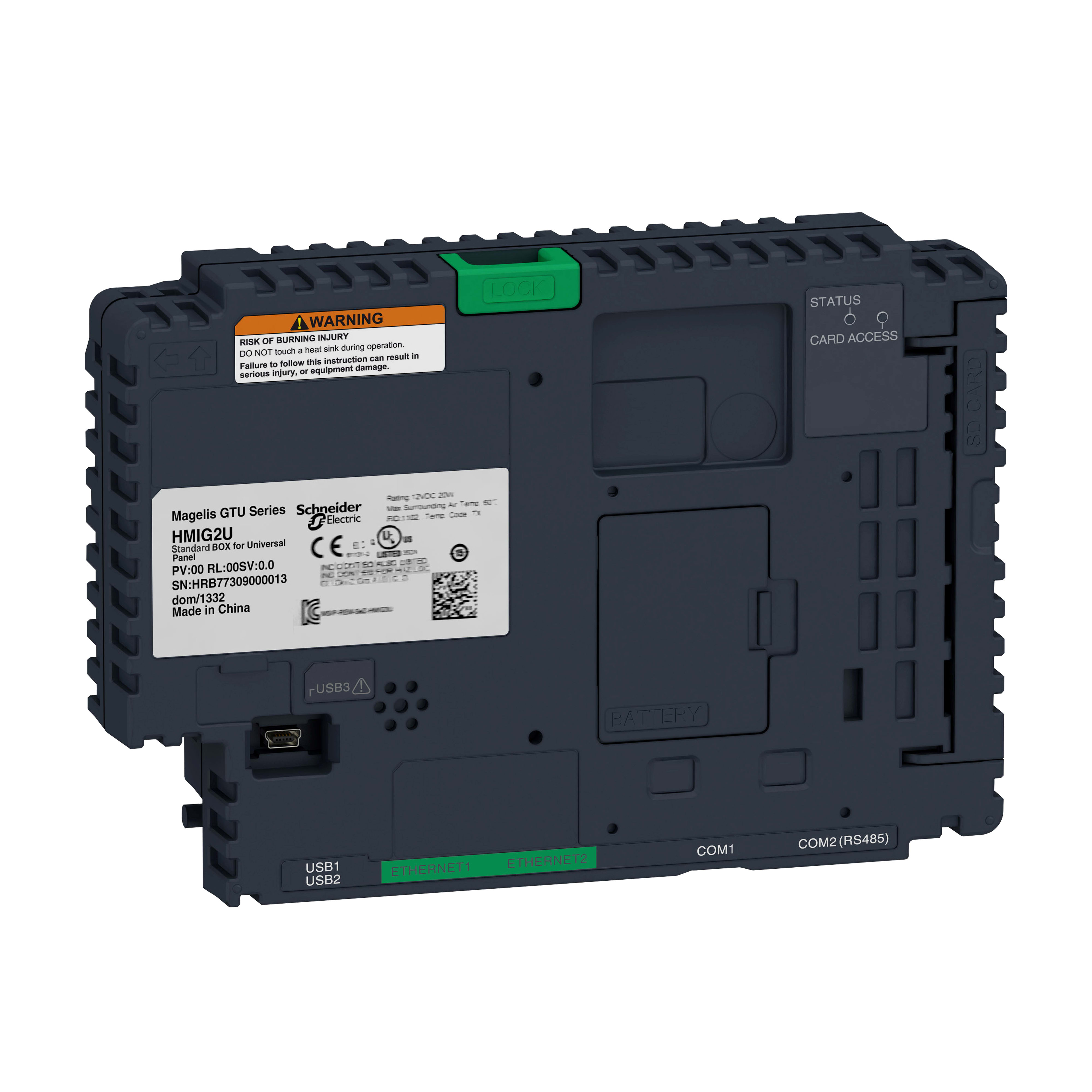 SCHNEIDER ELECTRIC - Standard Box, Harmony GTU, 2x Ethernet, 1x RS-232, 1x RS485, 2x USB, 1x slot SD Card (Storage), configurabile solo con Vijeo Designer