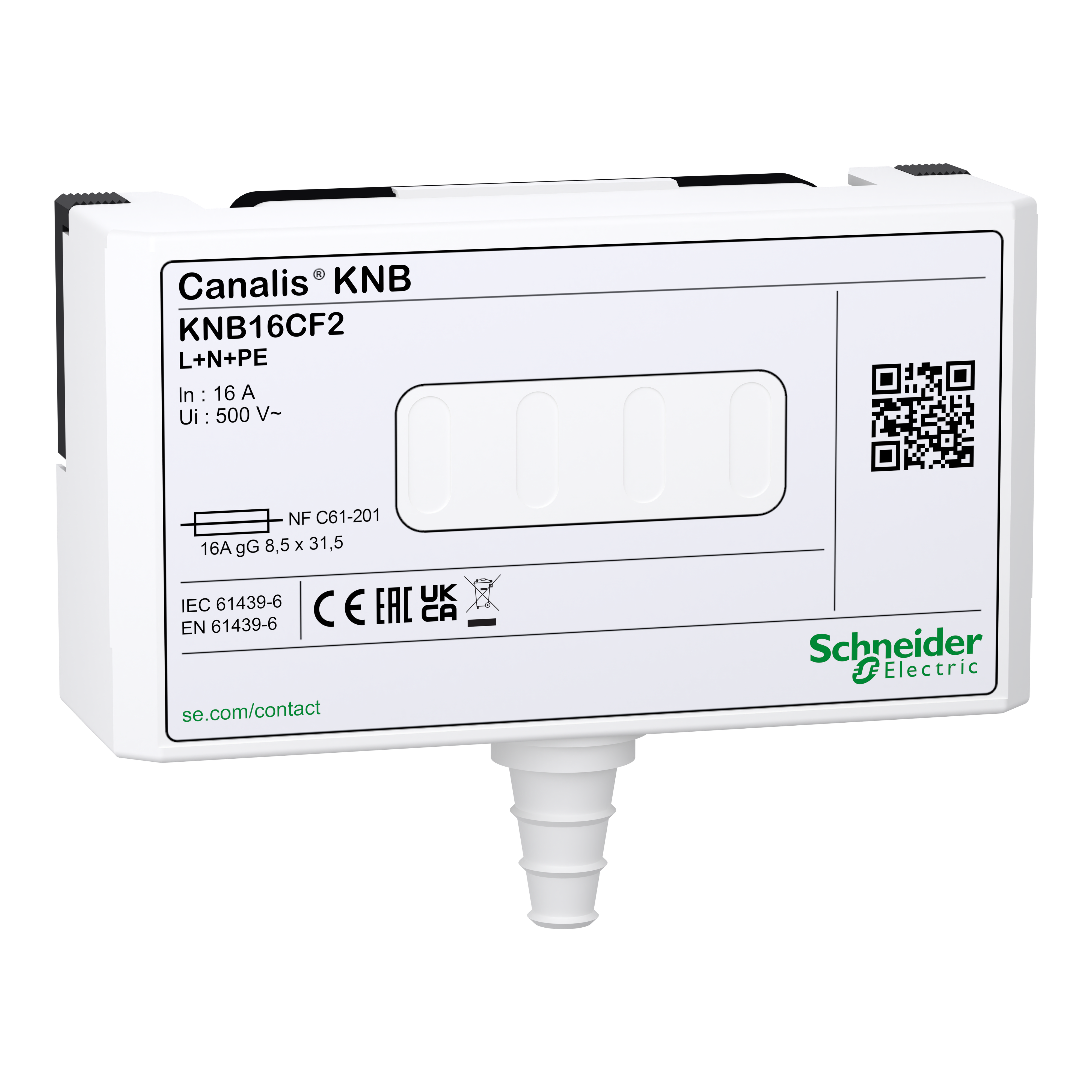 SCHNEIDER ELECTRIC - Canalis - Unità di derivazione per fusibile NF - 8,5 x 31,5 - 16 A - L + N + PE