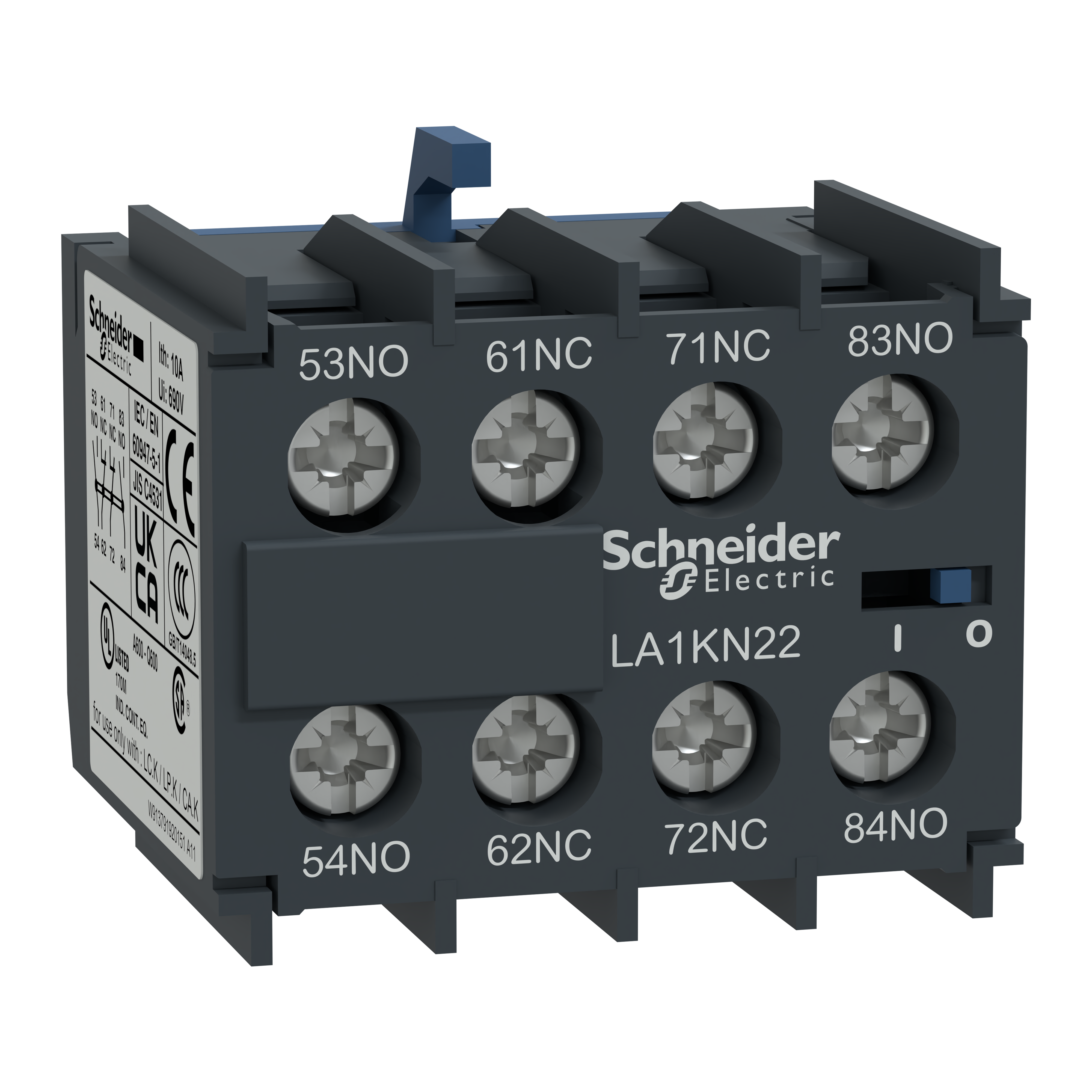 SCHNEIDER ELECTRIC - Blocco contatti ausiliari TeSys - 1NO + 1NC - Terminali a molla