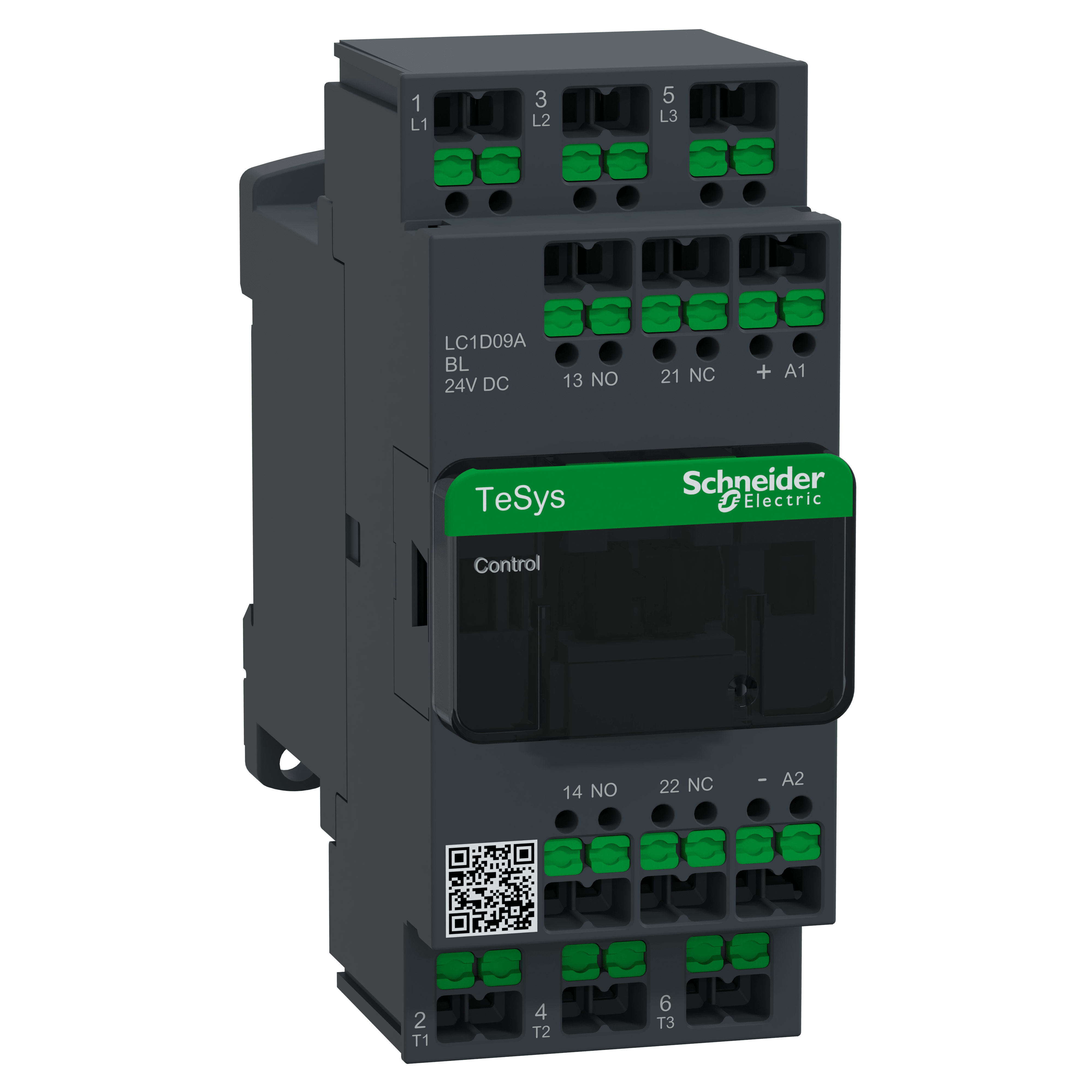 SCHNEIDER ELECTRIC - Contattore, TeSys Deca, 3P(3NO), AC-3/3e, <=440V, 9A, bobina a basso consumo 24V DC, terminali SNAP IN