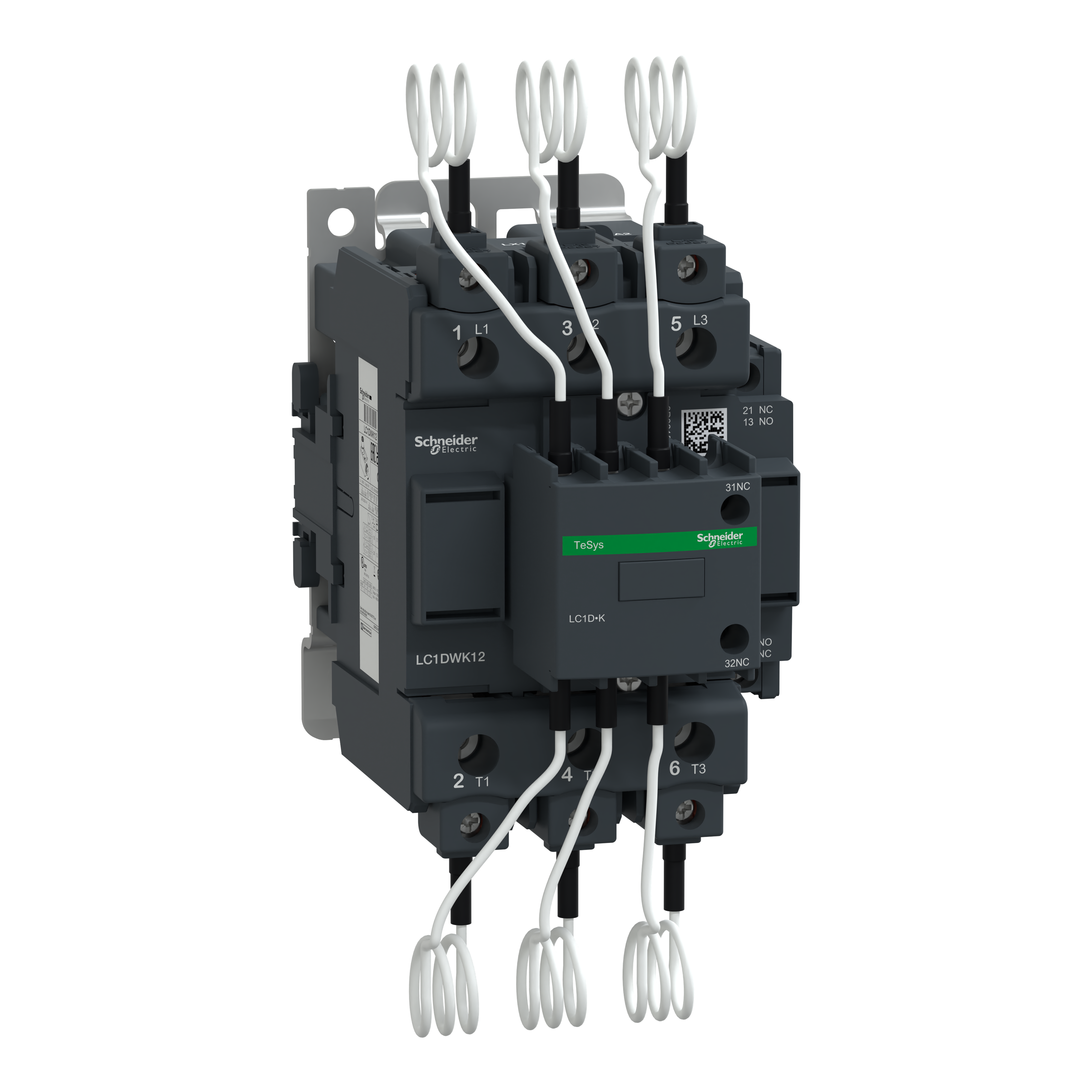 SCHNEIDER ELECTRIC - Capacitor contactor, Tesys Deca, 63kVAR at 400/415V 50Hz, 400V AC 50/60Hz coil, screw clamp terminals