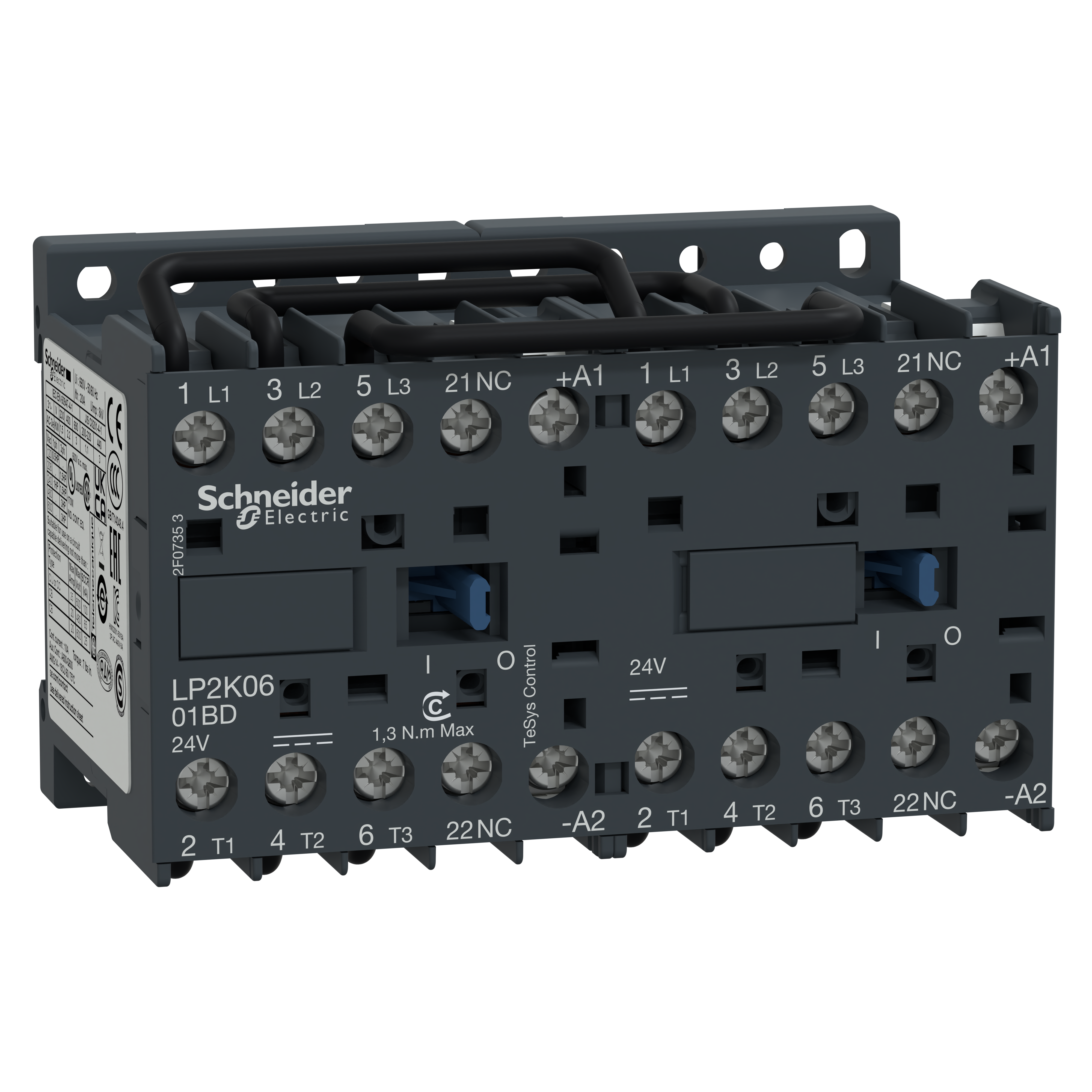 SCHNEIDER ELECTRIC - Teleinvertitore TeSys LP2K - 3 poli - AC3 440V 6 A - 24 V CC