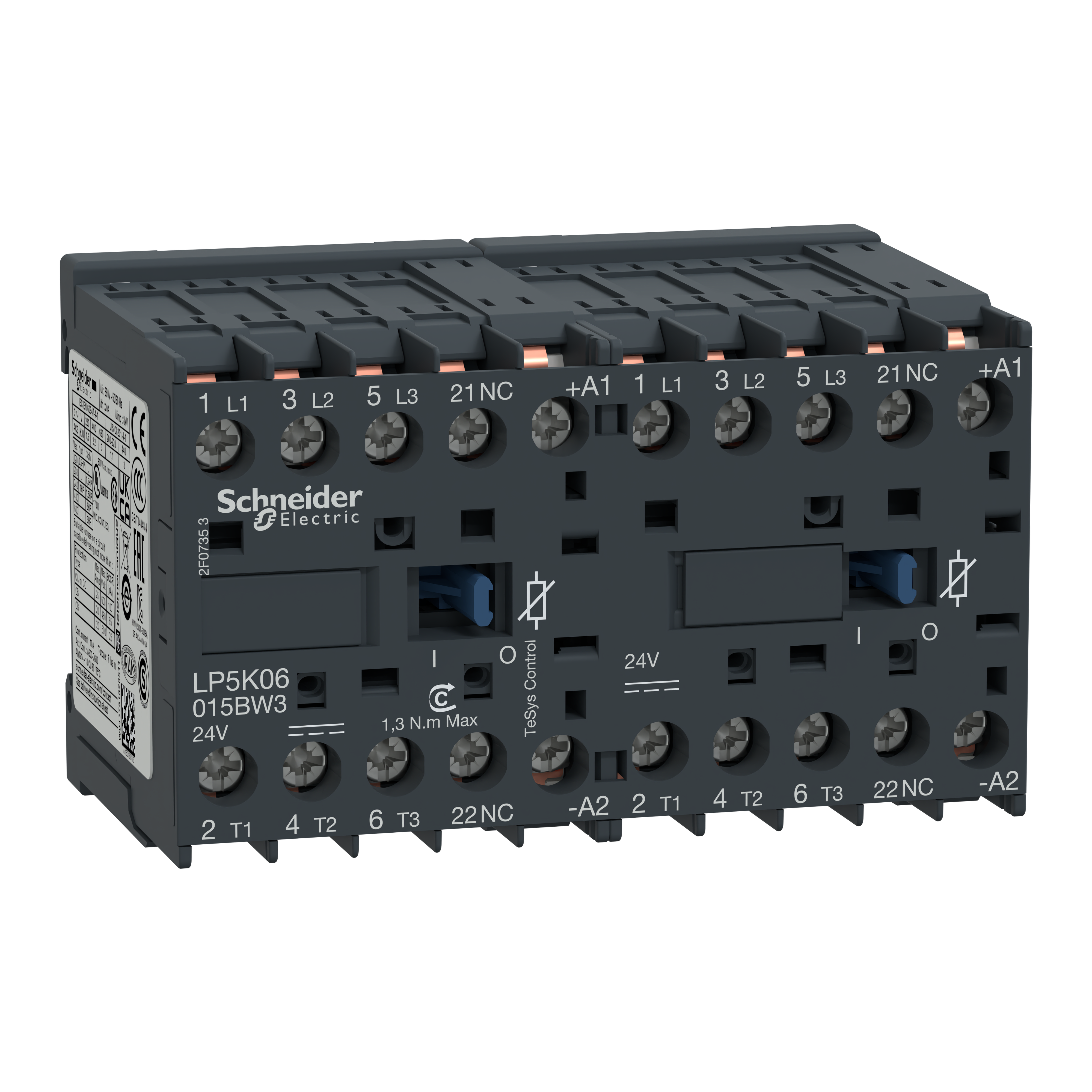 SCHNEIDER ELECTRIC - Teleinvertitore TeSys K - 3P (3 NA) - AC3 - <= 440 V 6 A - Bobina 24 Vcc