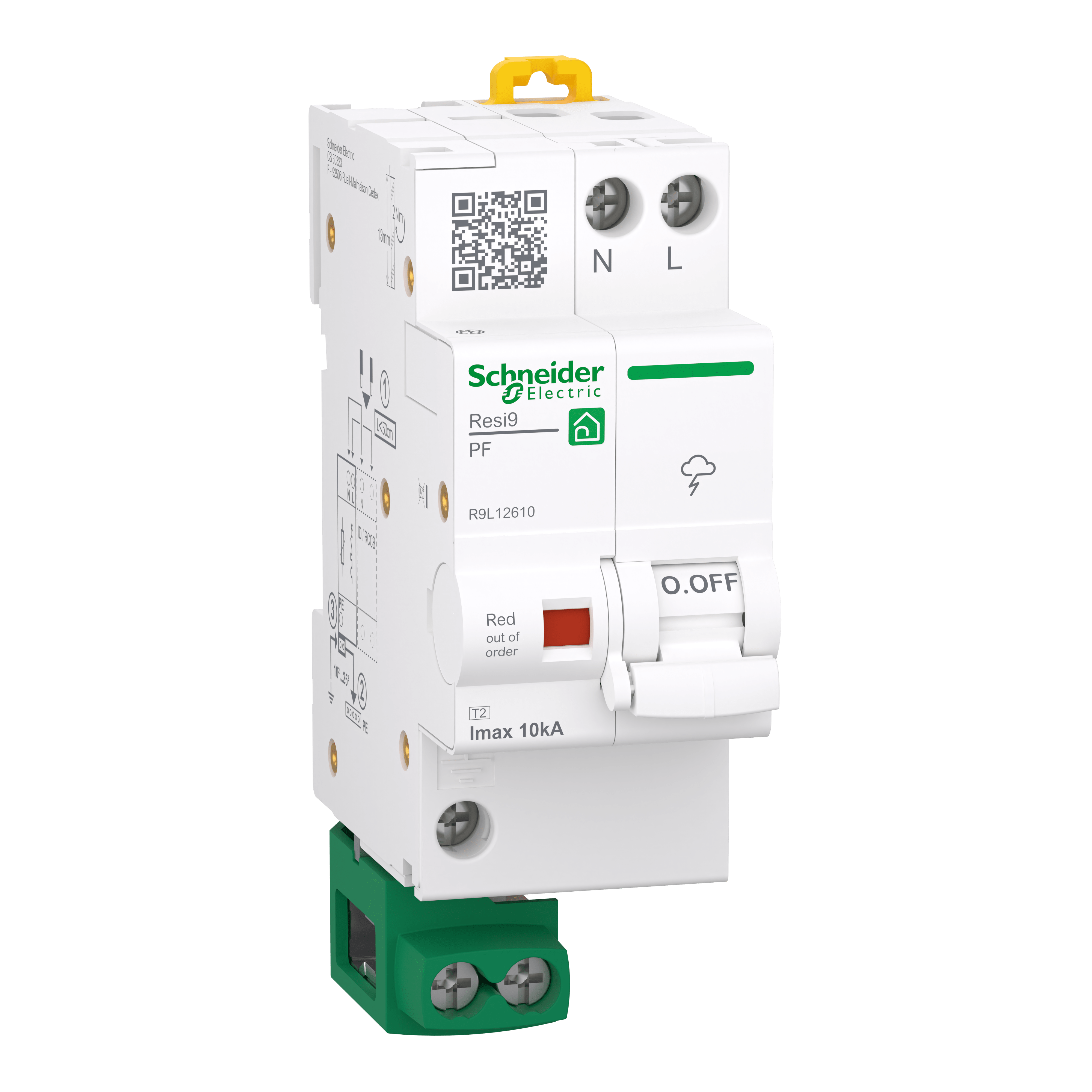 SCHNEIDER ELECTRIC - Limitatore di sovratensione (QuickPF),Resi9, T2, 1P + N, 10 kA