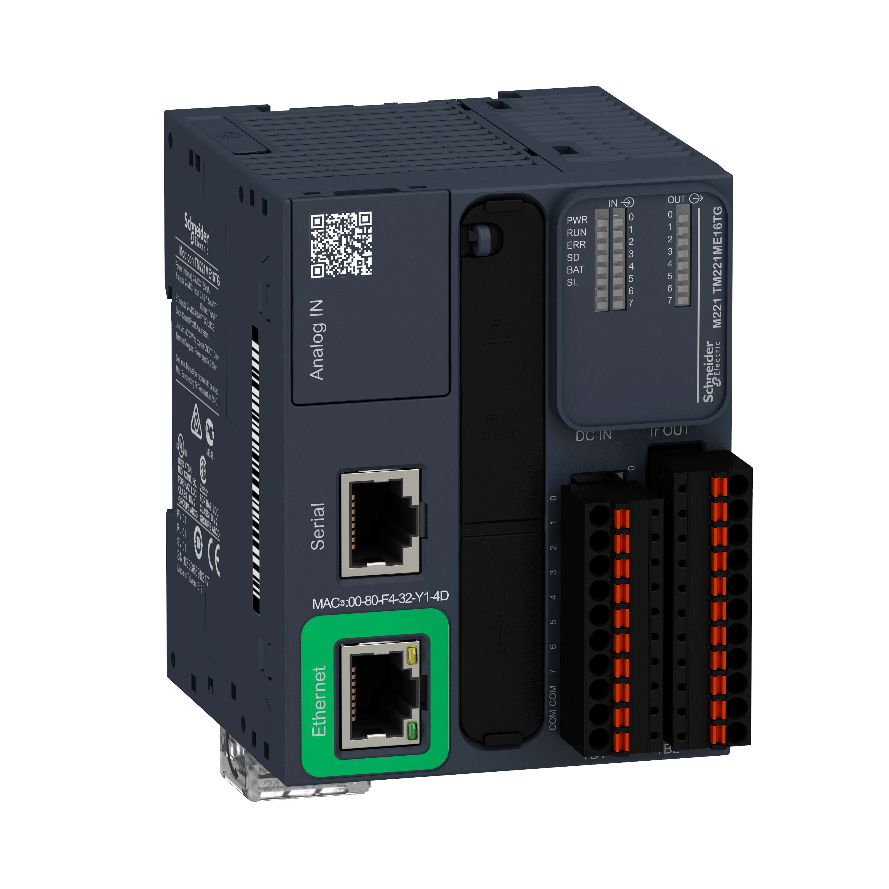 SCHNEIDER ELECTRIC - Controllore M221 16 I/O transistor PNP, Ethernet, molla