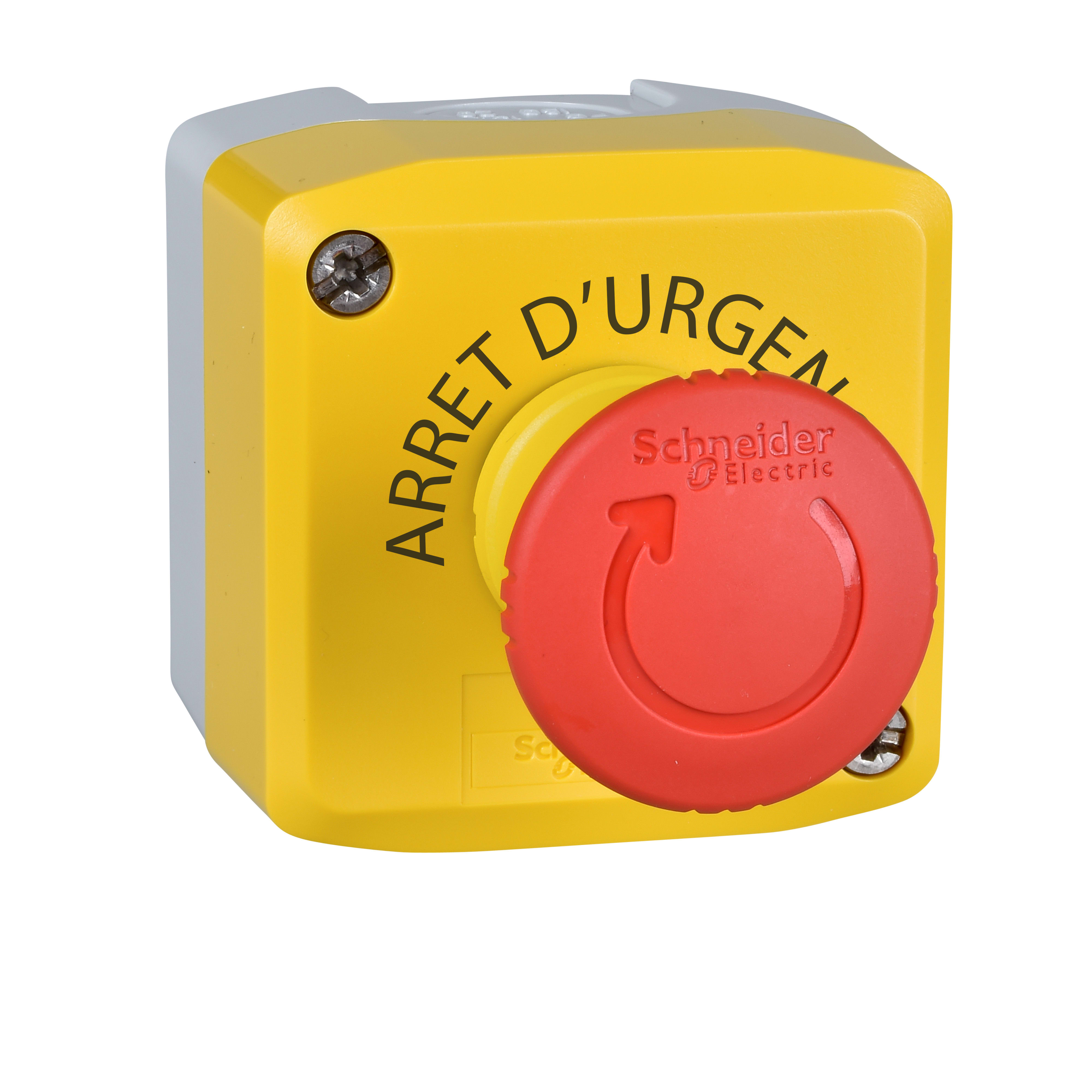 SCHNEIDER ELECTRIC - Stazione gialla - 1 pulsante rosso a fungo Ø40 giro per sbloccare 2NC