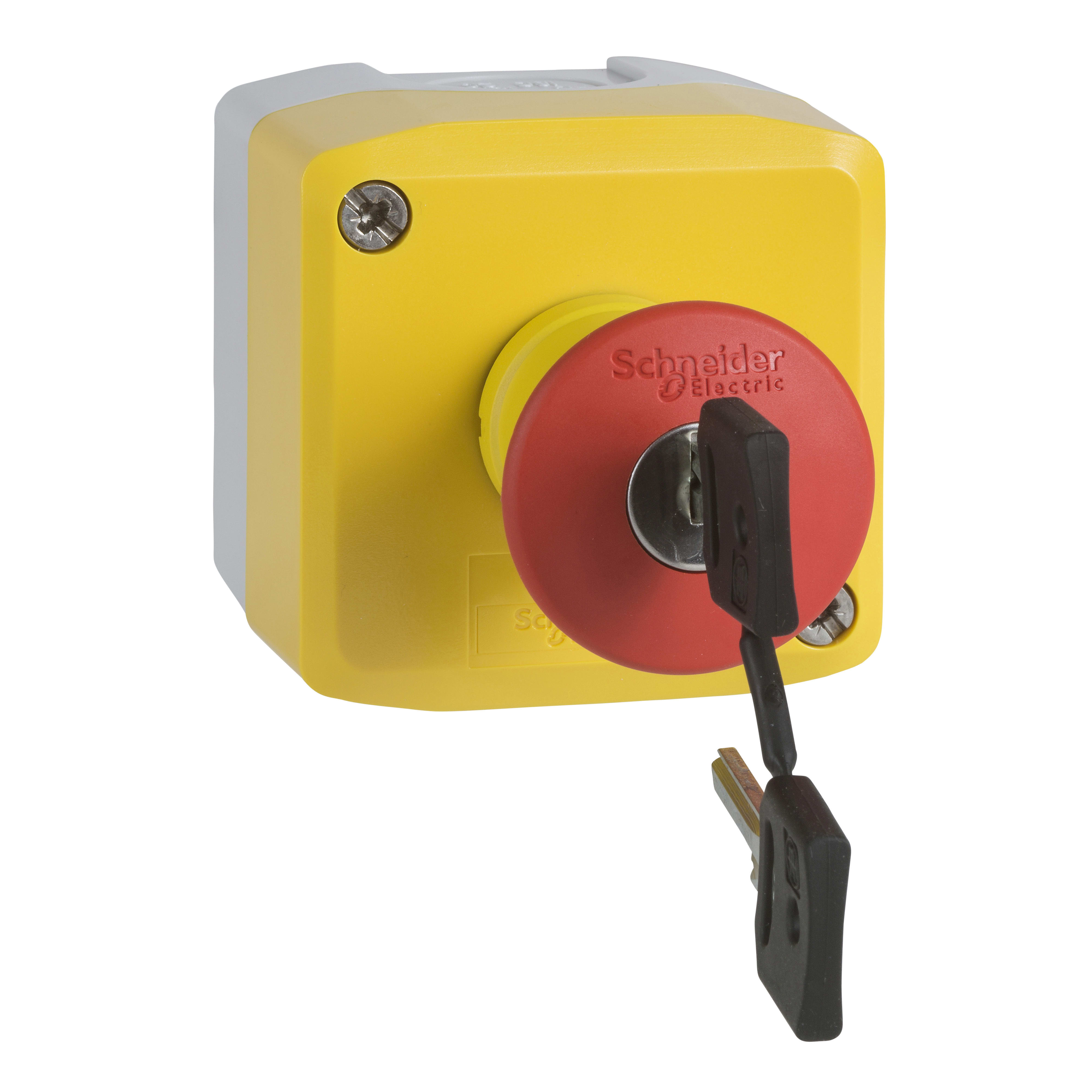 SCHNEIDER ELECTRIC - Pulsantiera - 1 testa pulsante a fungo rosso Ø40 sblocco a chiave 1NO+1NC