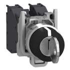 SCHNEIDER ELECTRIC - Selettore a chiave, Harmony XB4, metallo, nero, 22mm, chiave 455, 3 posizioni fisse, 2 NO