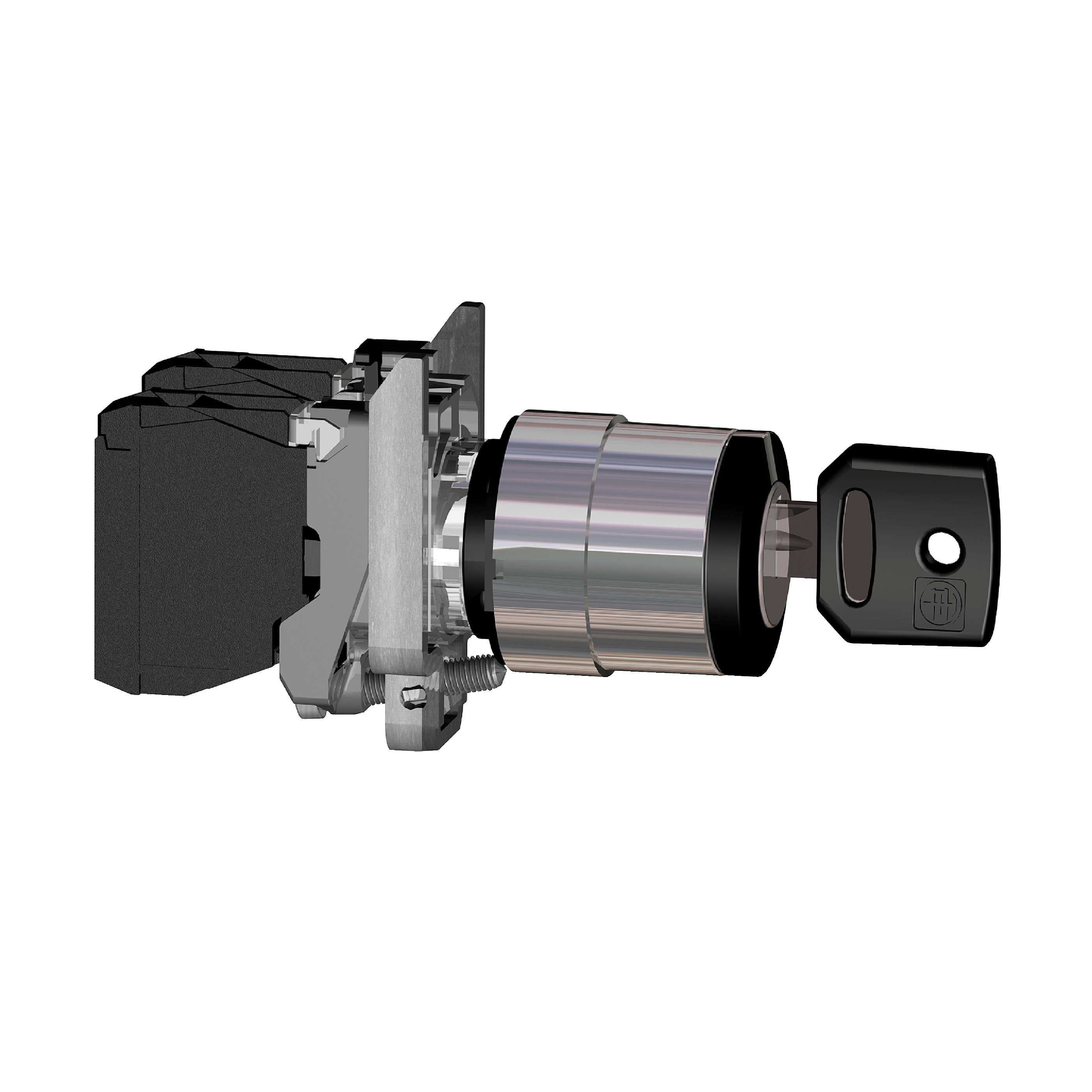 SCHNEIDER ELECTRIC - Selettore a chiave, Harmony XB4, metallo, nero, 22mm, chiave 455, 3 posizioni fisse, 2 NO ATEX