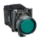 SCHNEIDER ELECTRIC - Pulsante luminoso verde Ø22 - filoghiera ad impulso - 120V - 1NO+1NC