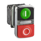 SCHNEIDER ELECTRIC - Pulsante Ø22 - doppio ad impulso - verde+rosso - luce bianca- 120V- IP40