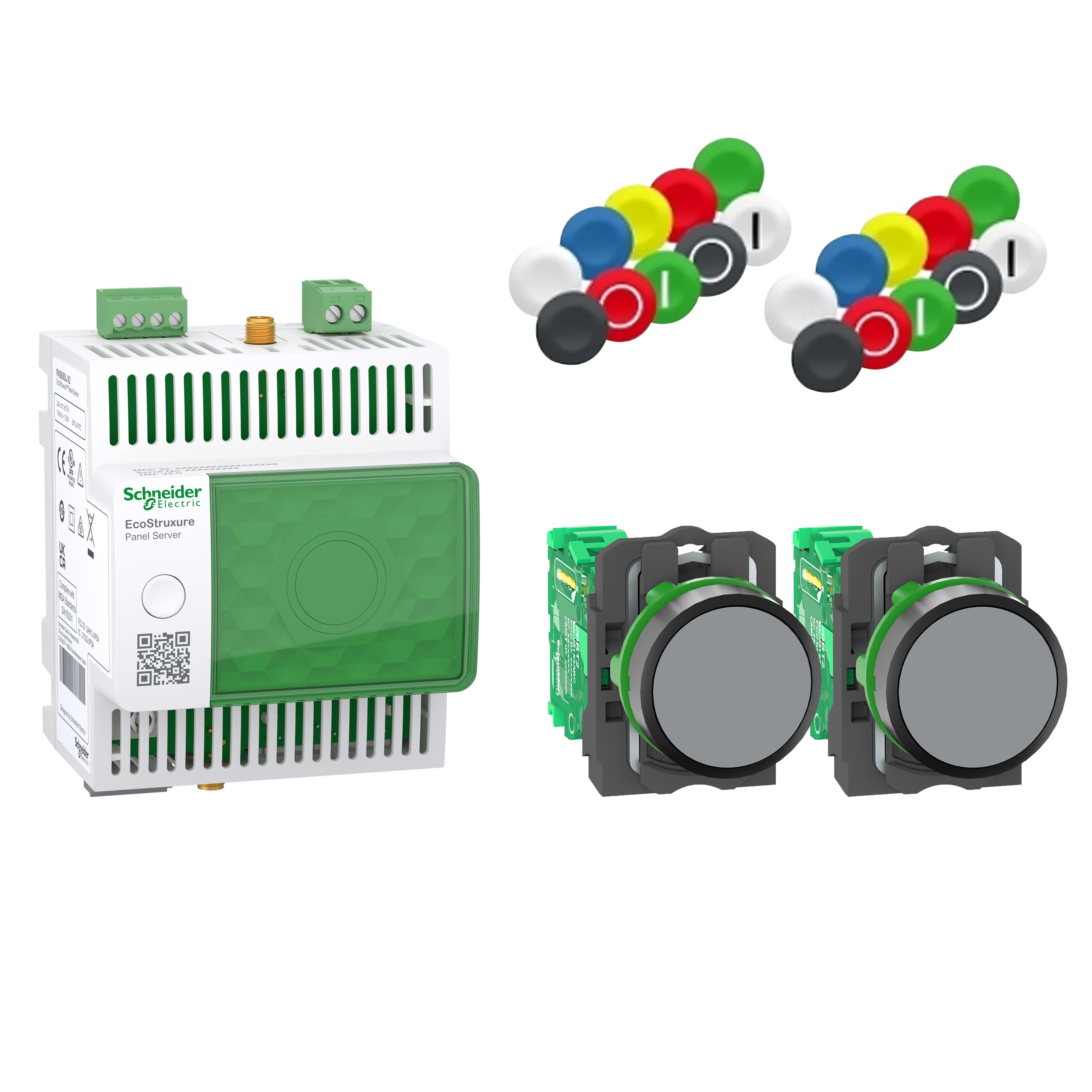 SCHNEIDER ELECTRIC - Kit wireless senza batteria, Harmony Wireless, EcoStruxure Panel Server PAS600L, 2 pulsanti, completo, plastica, 22 mm