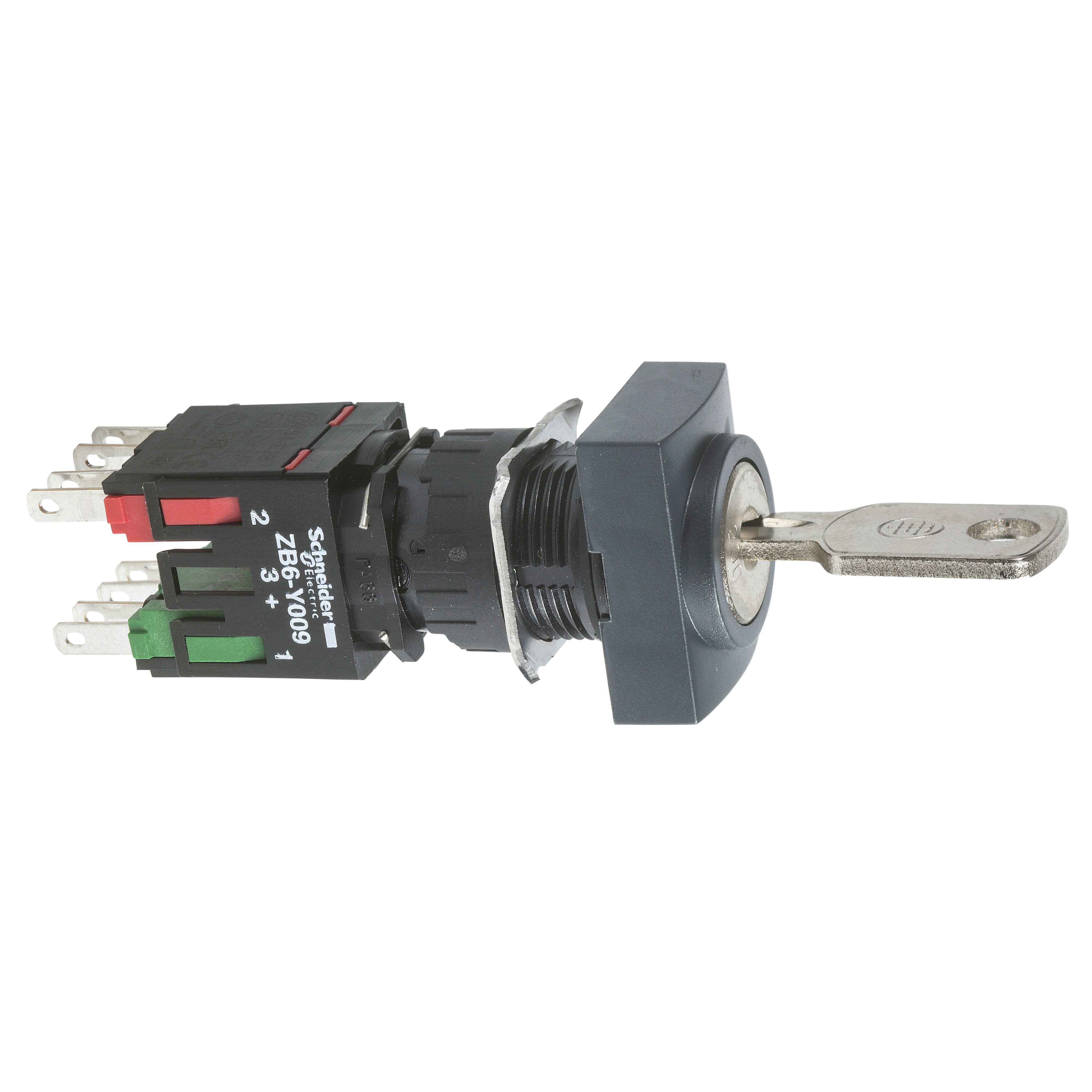 SCHNEIDER ELECTRIC - Selettore a chiave rettangolare - Ø16 - 2 pos. - plastica - 1 NO + 1NC