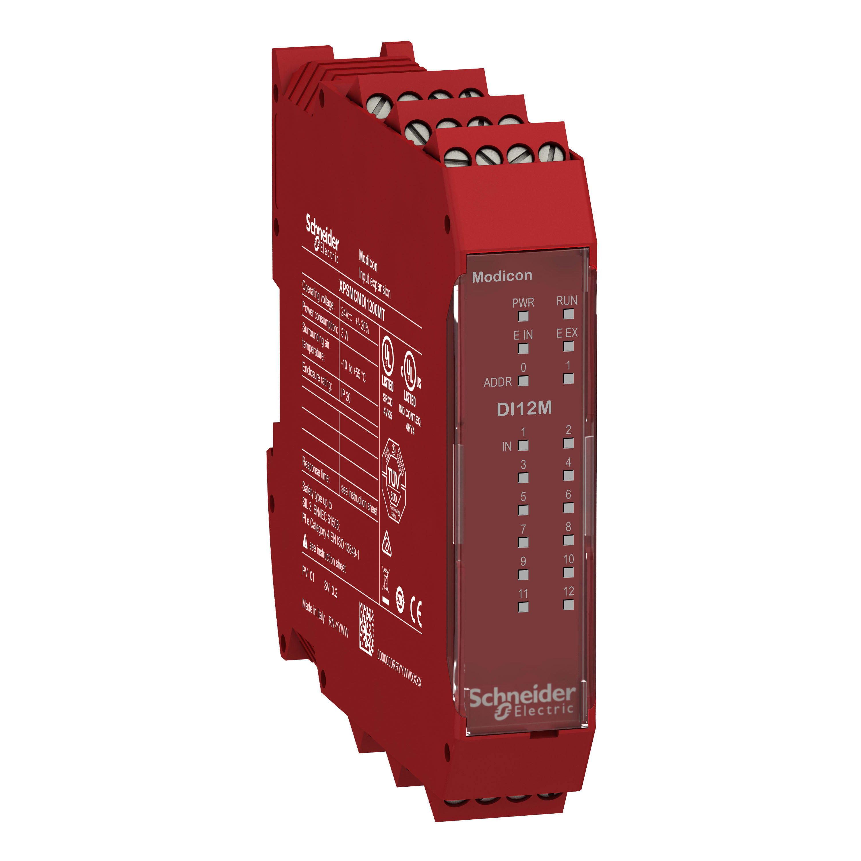 SCHNEIDER ELECTRIC - Modulo espansione di sicurezza, Modicon XPSMCM, 12 ingressi digitali per tappeti, morsetti a vite