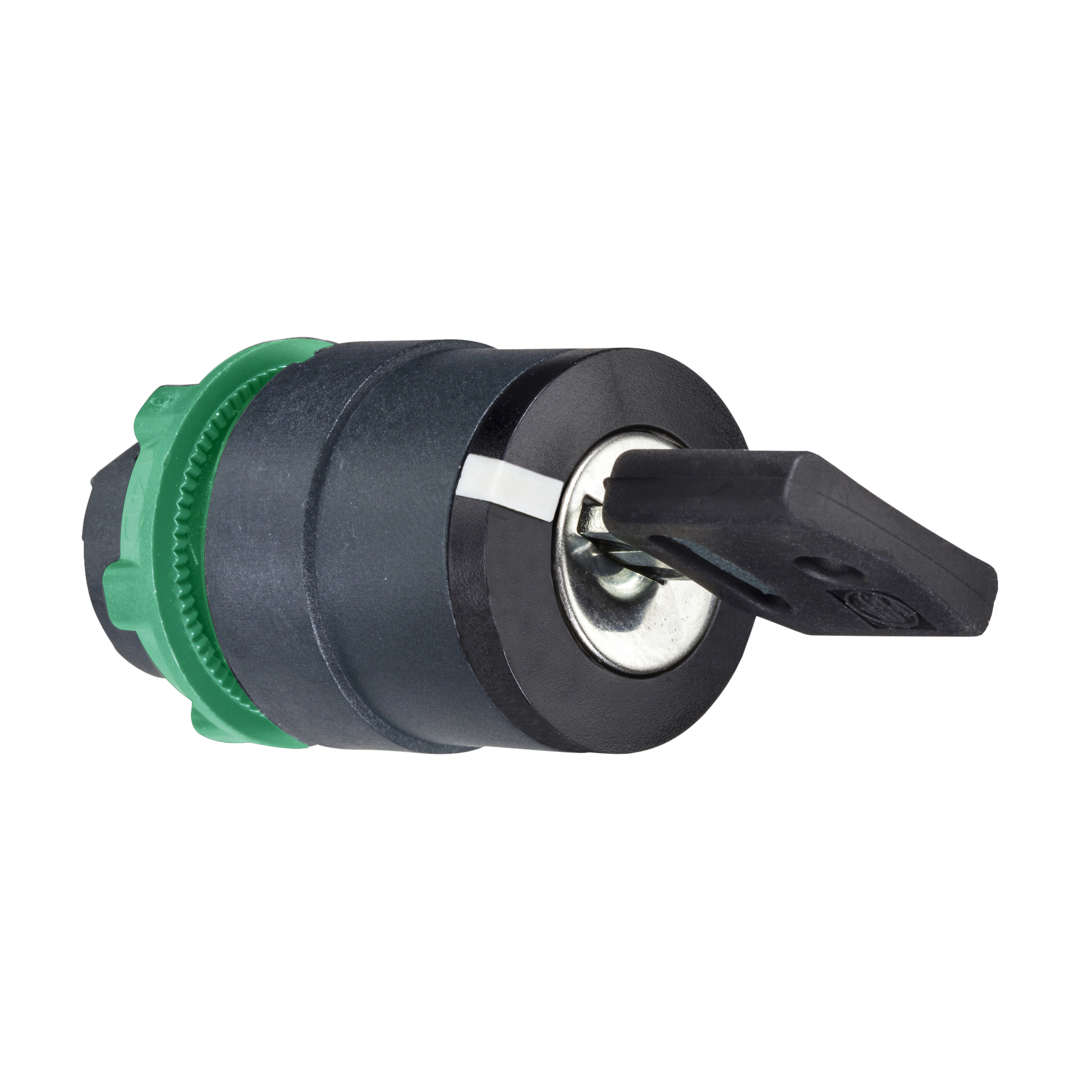 SCHNEIDER ELECTRIC - Testa selettore a chiave, Harmony XB5, plastica, nero,22mm, chiave 8D1, 3 posizioni, fisse ,estrazione al centro