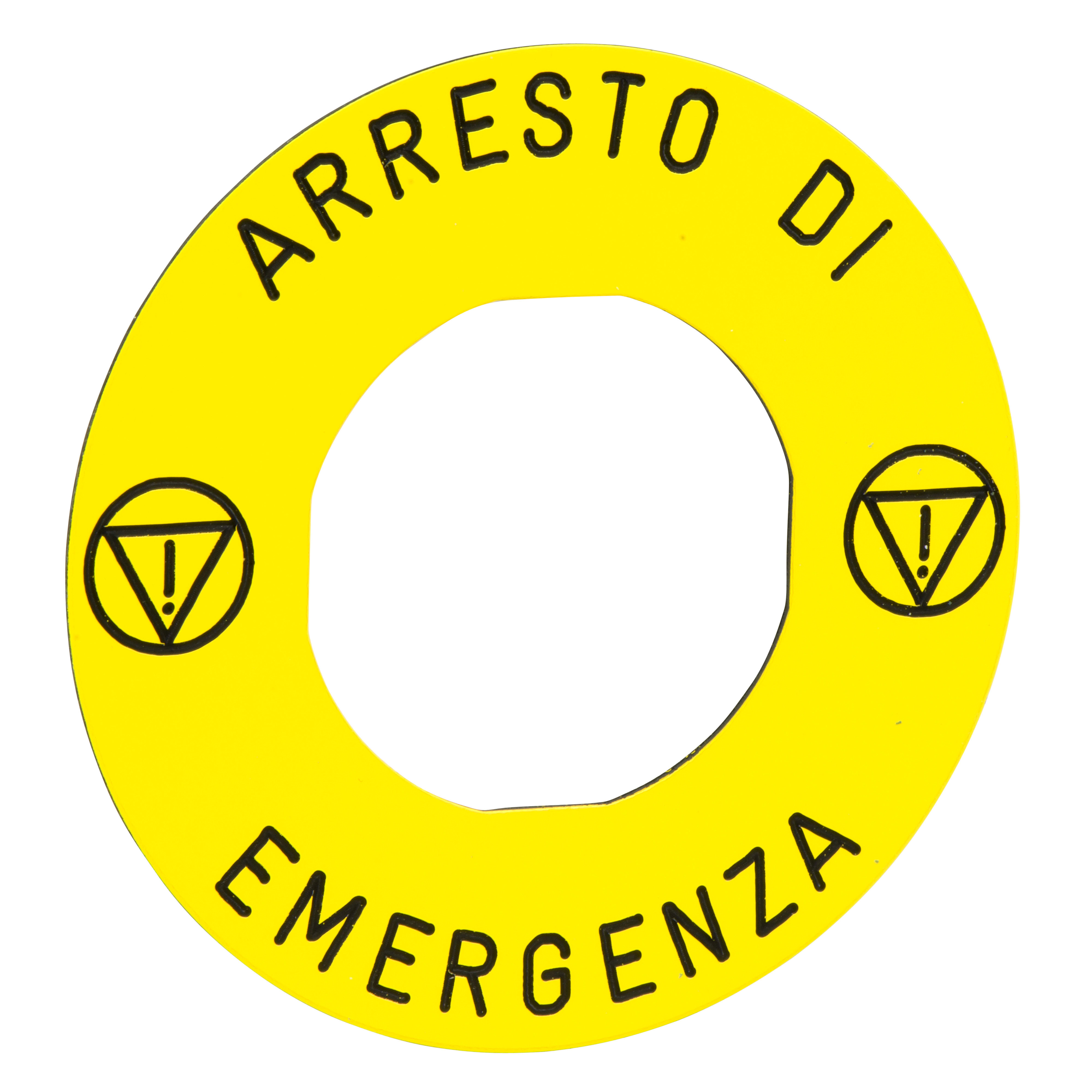 SCHNEIDER ELECTRIC - Etichetta gialla ''arresto emergenza''