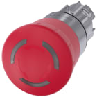 SIEMENS - Pulsante a fungo di ARRESTO DI EMERGENZA, illuminato, 22 mm, rotondo, in metallo lucido, colore rosso, 40 mm