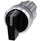 SIEMENS - Selettore, illuminabile, 22 mm, rotondo, in metallo lucido, colore nero, selettore corto
