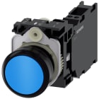 SIEMENS - Pulsante, 22 mm, rotondo, in plastica, colore blu, bottone, 1NO+1NC