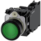SIEMENS - Pulsante, illuminato, 22 mm, rotondo, in plastica, colore verde, 1NO+1NC, AC/DC 24