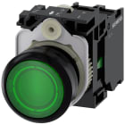 SIEMENS - Pulsante, illuminato, 22 mm, rotondo, in plastica, colore verde, 1NO, AC 230 V