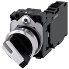 SIEMENS - Selettore, illuminabile, 22 mm, rotondo, in metallo lucido, bianco, 1NO+1NC