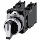 SIEMENS - Selettore, illuminabile, 22 mm, rotondo, in metallo lucido, bianco, 2x1NO+1NC