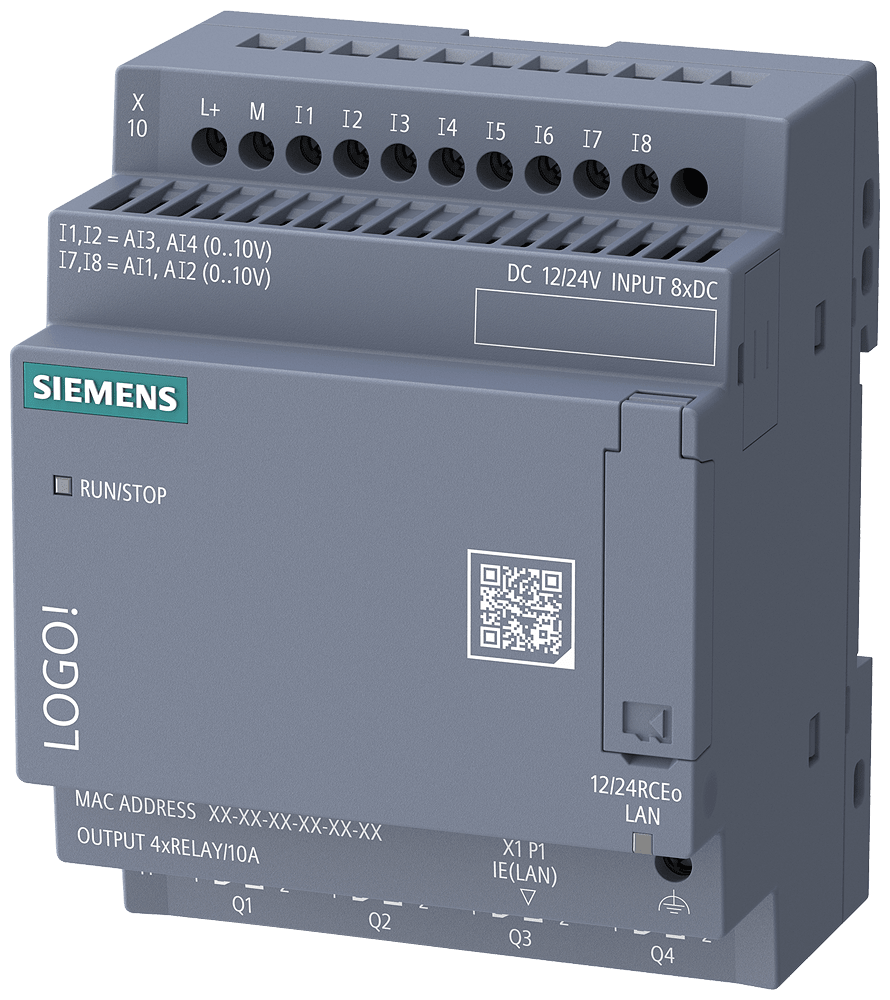 SIEMENS - LOGO!12/24RCEO, 8DI(4AI)/4DO,800 BLOCKS