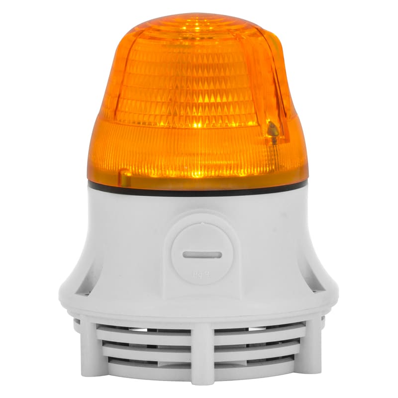 SIRENA - segnalazione macchina fissa/lampeggiante suono continuo/intermittente 75db IP30 base GRIGIA