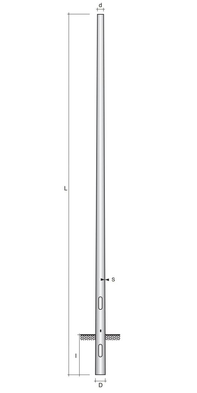 SOCIETA' ELETTRODISTRIBUZIONE MARCH - PALO CONICO H.TOT. 500 CM. D 110/60X3