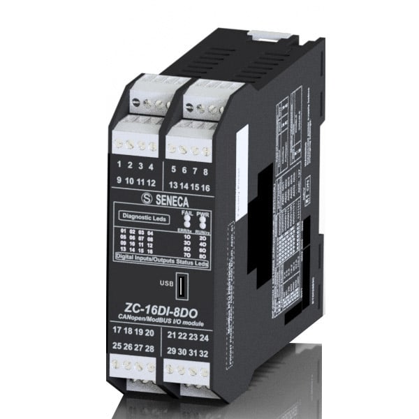 SENECA - MODULO 16 DI - 8 DO CANOPEN / MODBUS