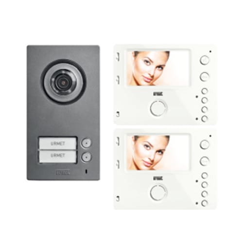 URMET - Kit video bifamiliare con Mikra2 e videocitofoni vivavoce Mìro, sistema 2 fili.