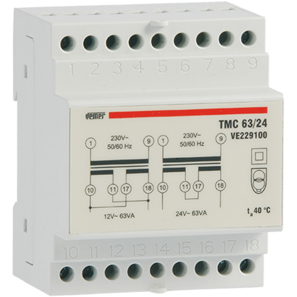 VEMER - TMC 63/24 TRASF. 63VA CONT. 230/12-24VAC