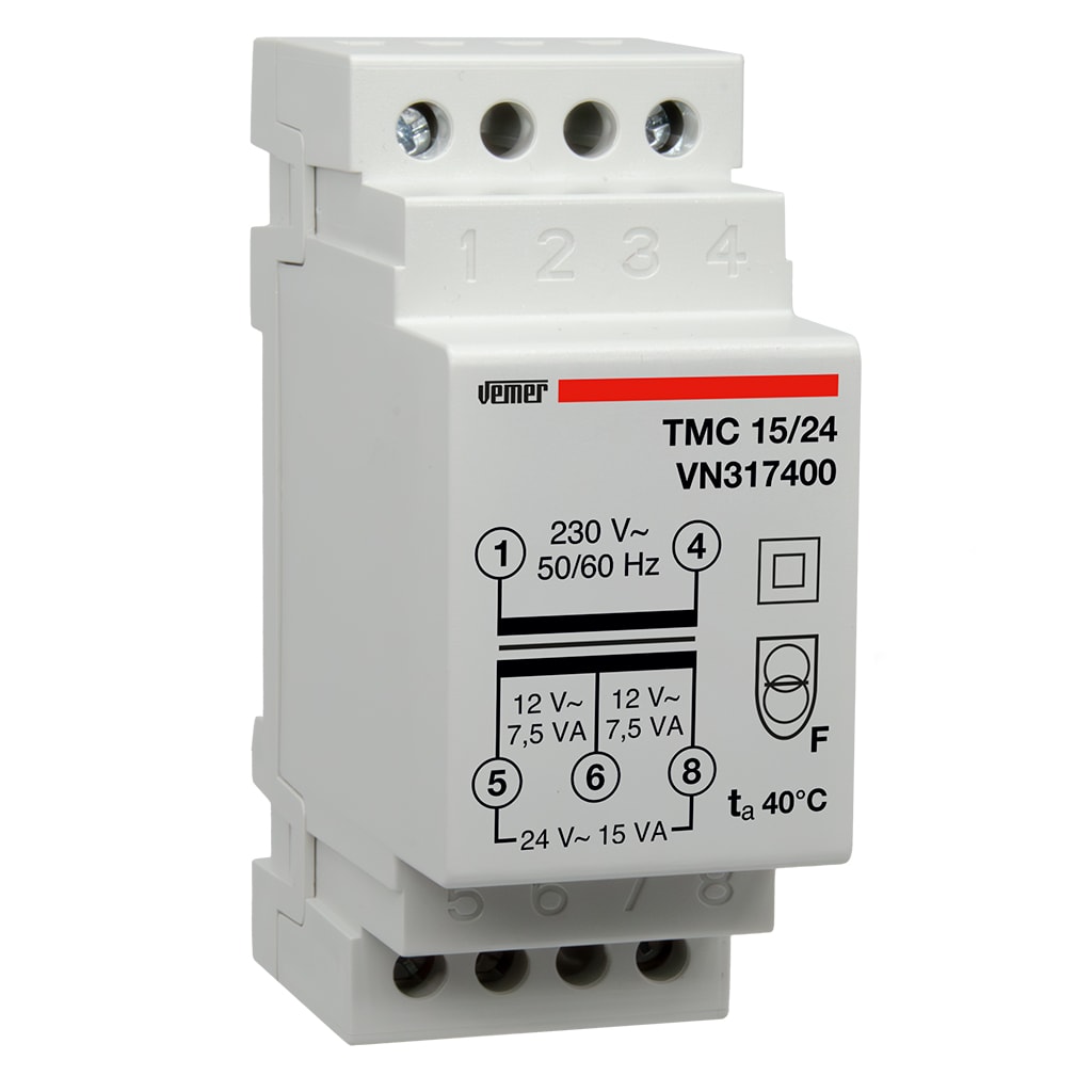 VEMER - TMC 15/24 TRASF. 15VA CON.230/0-12-24VAC