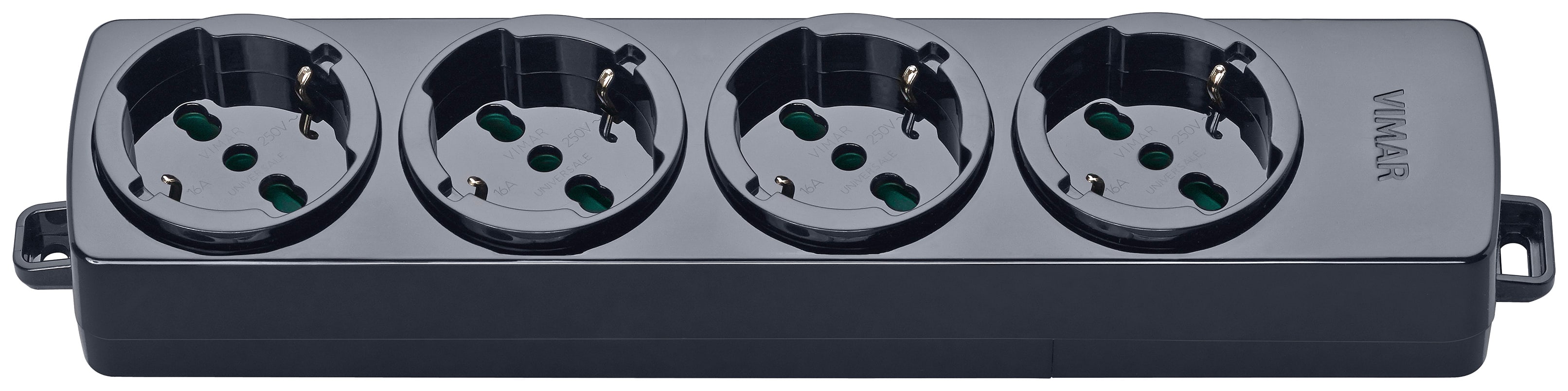 VIMAR - Presa Multipla Universale Nero 4 Uscite Sicury Standard Italiano 3680W