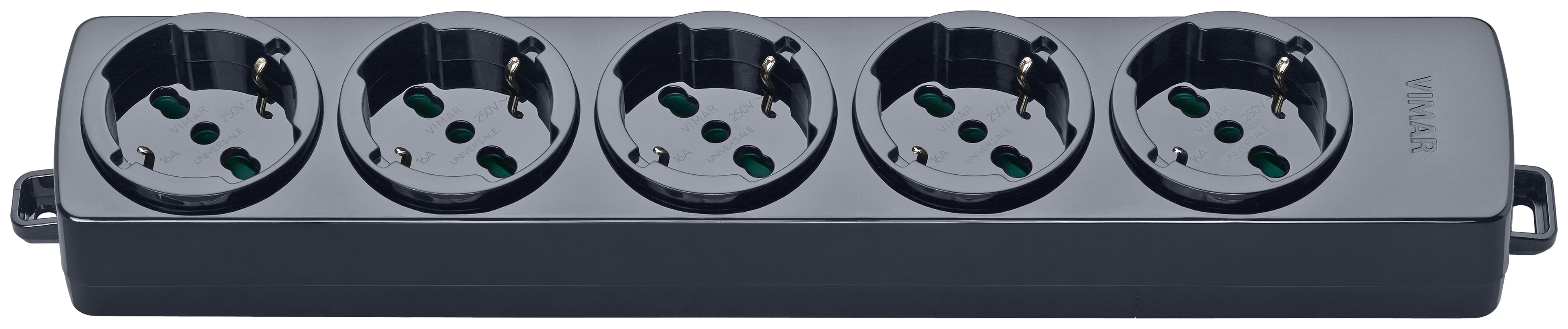 VIMAR - Presa Multipla Universale Nero 5 Uscite Sicury Standard Italiano 2P+T 16A 250V Potenza Massima 3680W
