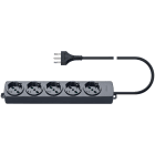 VIMAR - Presa Multipla Universale con Cavo Nero, 5 Uscite Sicury Standard Italiano, 2P+T 16A 250V, 2M 3 Conduttori 1,5mm2, Potenza 3680W