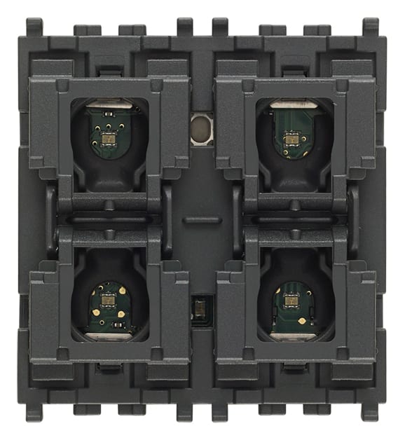 VIMAR - Comando Domotico 4 Pulsanti Amplificatore 1+1W 2 Uscite Diffusori Sonori 8 Ohm Led RGB Intensità Tasti Intercambiabili Eikon Arké Plana