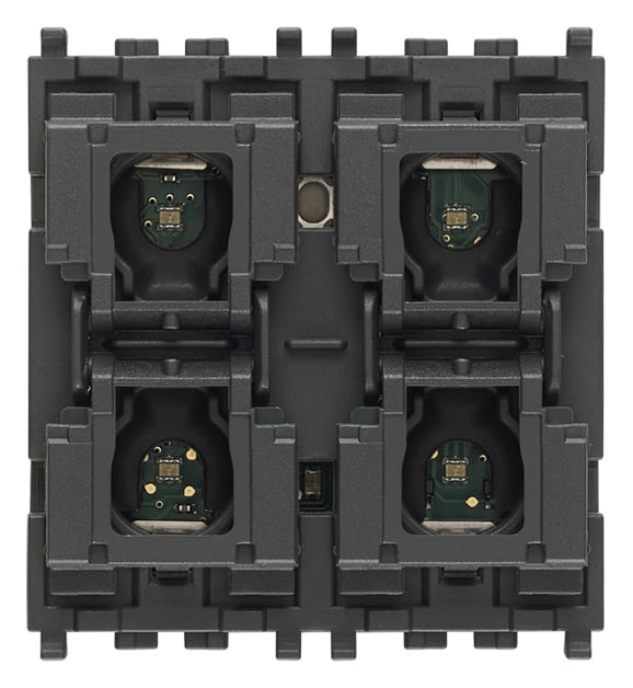 VIMAR - Comando KNX 4 pulsanti + attuatore 2M, apparecchio con uscita a relè NO 16 A 120-240 V~ 50/60 Hz, LED RGB, 2 moduli, compatibile Eikon, Arké, Plana.