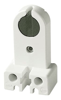VIMAR - Portalampada per lampade fluorescenti tubolari G13, rigido a colonna, bottone girevole, contatti ottone, fissaggio a vite, morsetti, 80°C, bianco