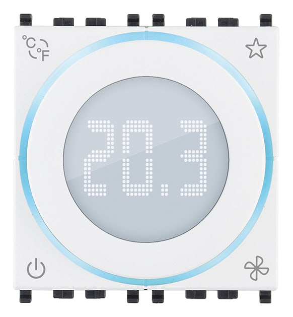 VIMAR - Termostato domotico bianco 2M, controllo temperatura ambiente, gestione impianti, retroilluminazione led, compatibile con placche Eikon, Arké, Plana.