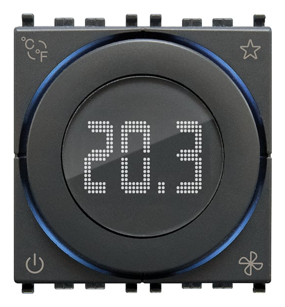 VIMAR - Termostato rotella KNX 2M grigio, controllo temperatura ambiente, domotica KNX, retroilluminazione led, compatibile placche Eikon, Arké, Plana.