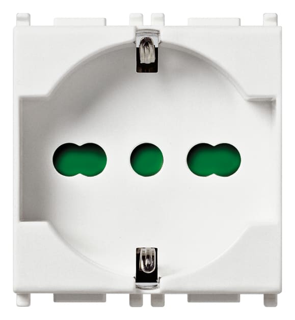 VIMAR - Presa Universale Antibatterico Sicury Standard Italiano P40, 16A 250V~ Bianco - 2 Moduli