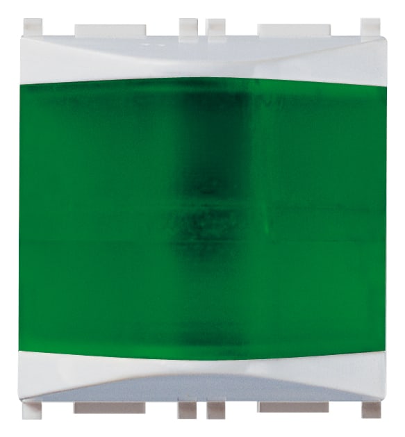 VIMAR - Spia Prismatica Verde Silver 230 V~ 3 W Max Per Lampade 14770, 14771, 14776 E 14777, Diffusore Verde - 2 Moduli