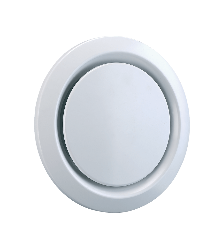 VORTICE - AV 125 bocchetta di aspirazione ed estrazione in polistirene bianco, regola la portata d'aria con nucleo rotativo, ideale per soffitti e condotti.