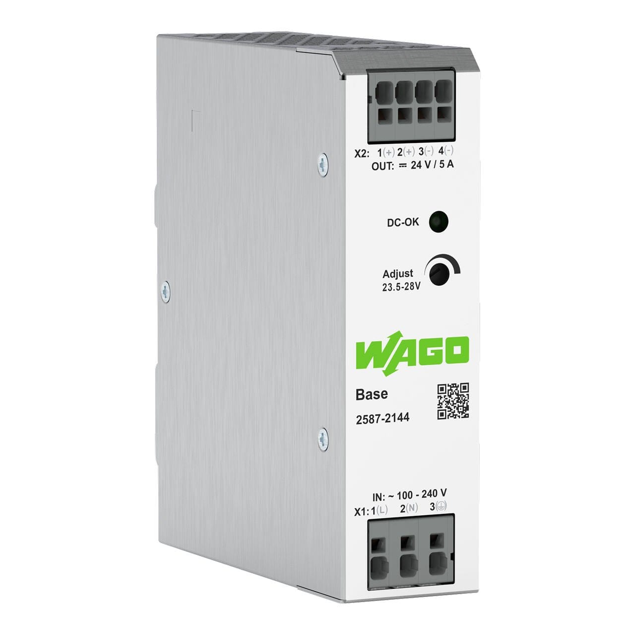 WAGO ELETTRONICA - Alimentatore switching; Base; 1 fase; Tensione d'uscita 24 V DC; Corrente d'uscita 5 A; LED DC-OK
